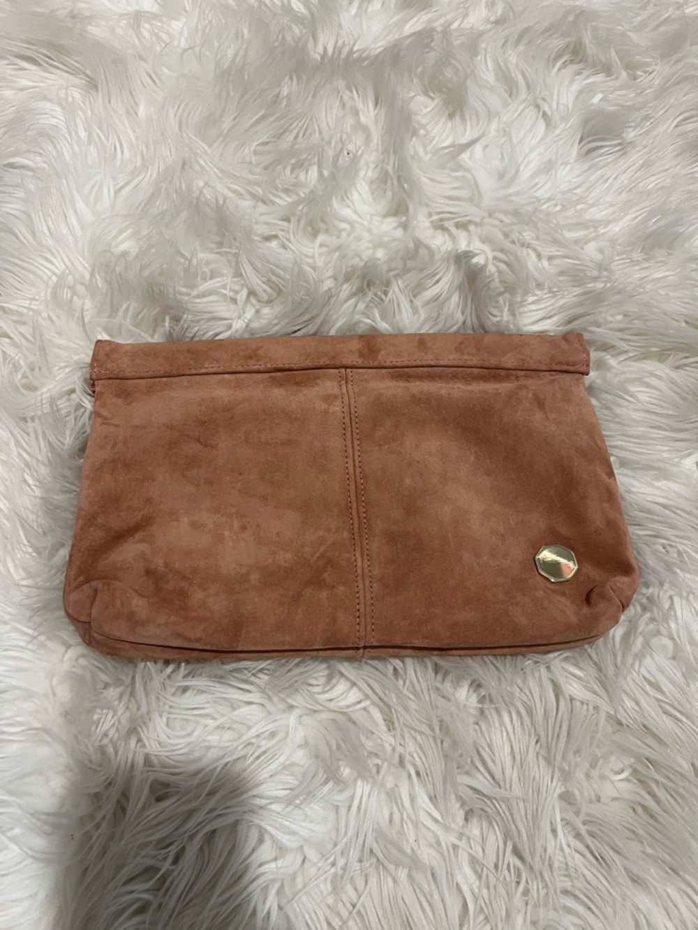 Suede Fold-Over Clutch - Unbranded